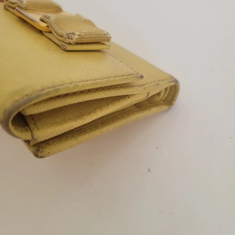 Salvatore‎ Ferragamo Vala Wallet Leather Yellow Small Compact Card Bill Fair